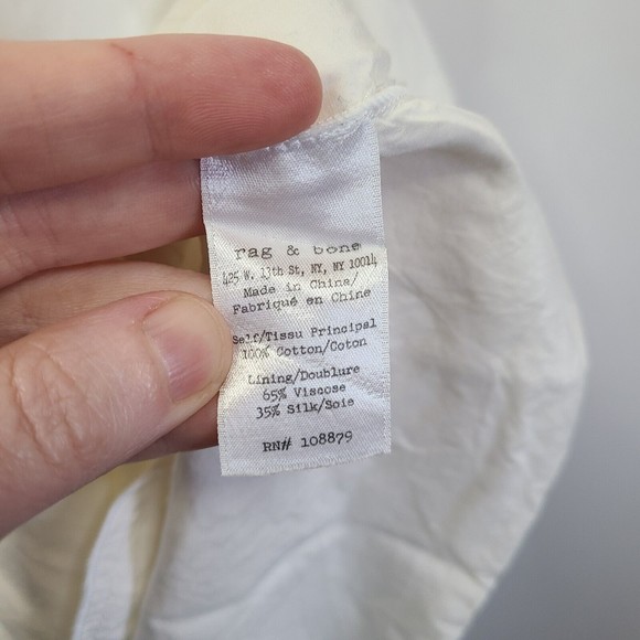 RAG & BONE Augusta Embossed White Dress with Pockets Silk Blend 2 - Picture 6 of 6